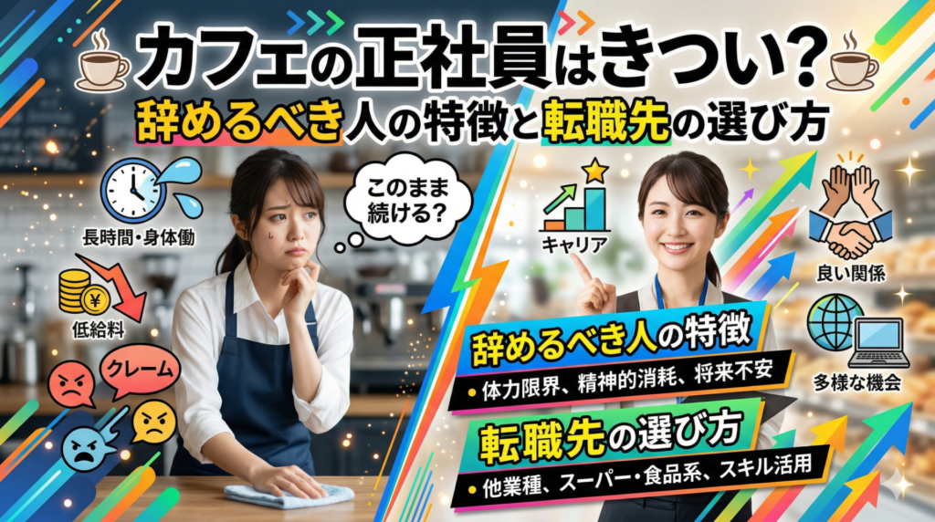 カフェの正社員はきつい？辞めるべき人の特徴と転職先の選び方