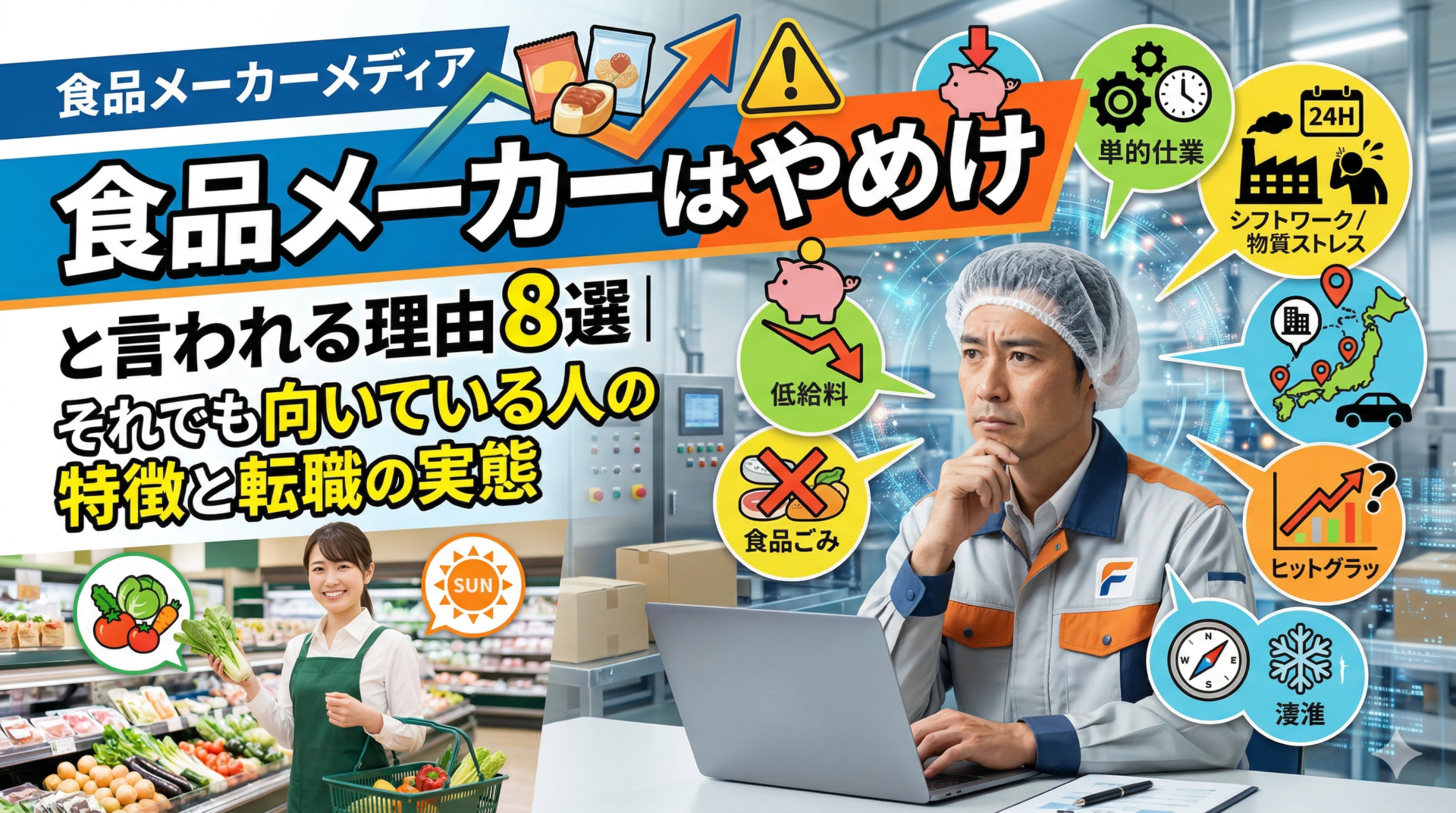 食品メーカーはやめとけと言われる理由8選｜それでも向いている人の特徴と転職の実態