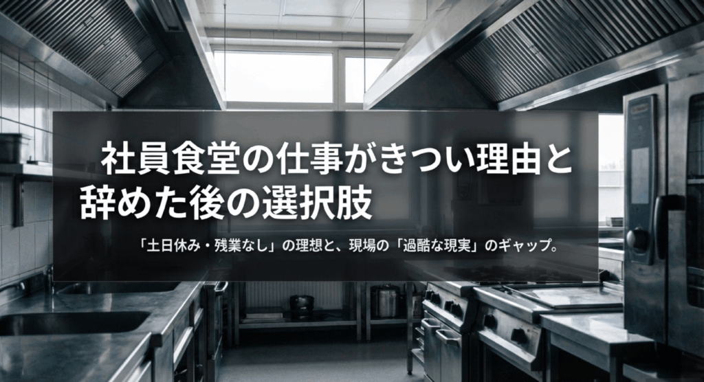 社員食堂の仕事がきつい理由5選｜給食センターとの違いと辞めた後の選択肢