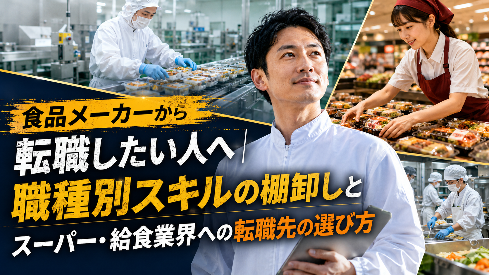 食品メーカーから転職したい人へ|職種別スキルの棚卸しとスーパー・給食業界への転職先の選び方