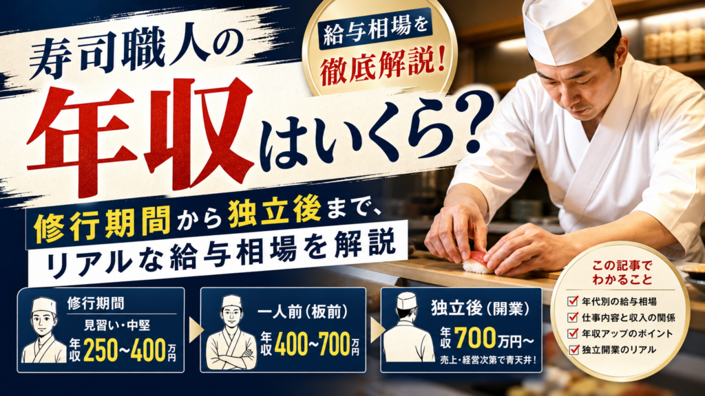 寿司職人の年収はいくら？修行期間から独立後まで、リアルな給与相場を解説