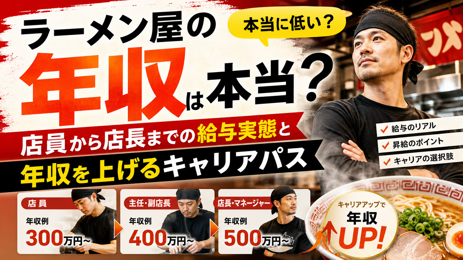 ラーメン屋の年収は本当に低い？店員から店長までの給与実態と年収を上げるキャリアパス