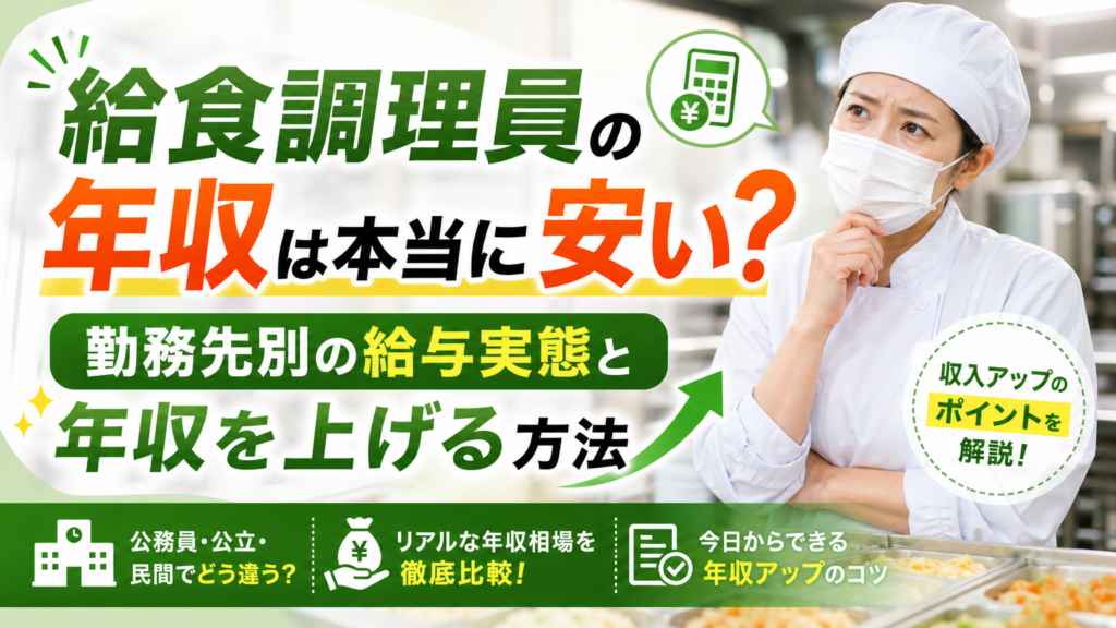 給食調理員の年収は本当に安い？勤務先別の給与実態と年収を上げる方法