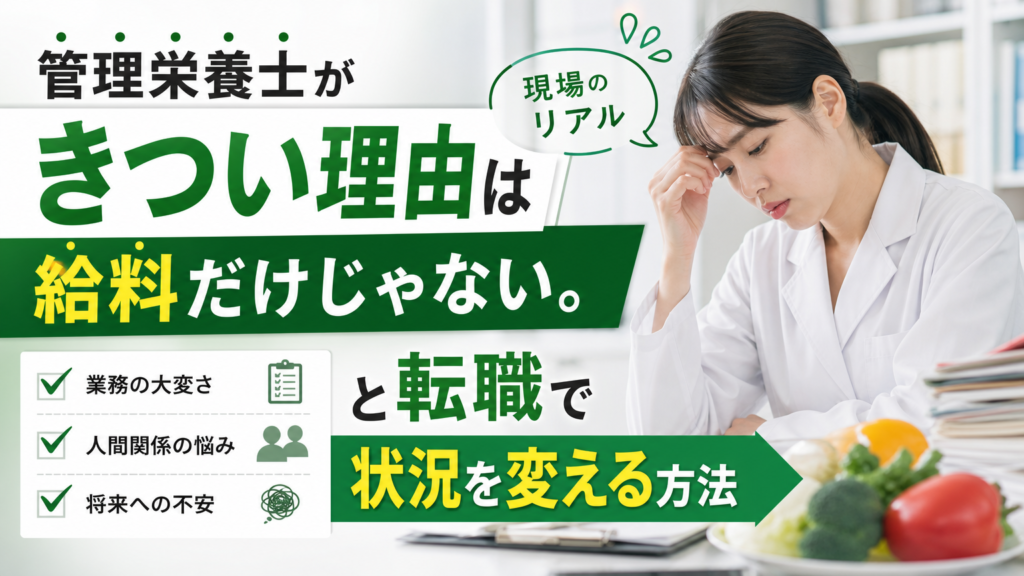 管理栄養士がきつい理由は給料だけじゃない？現場のリアルと転職で状況を変える方法